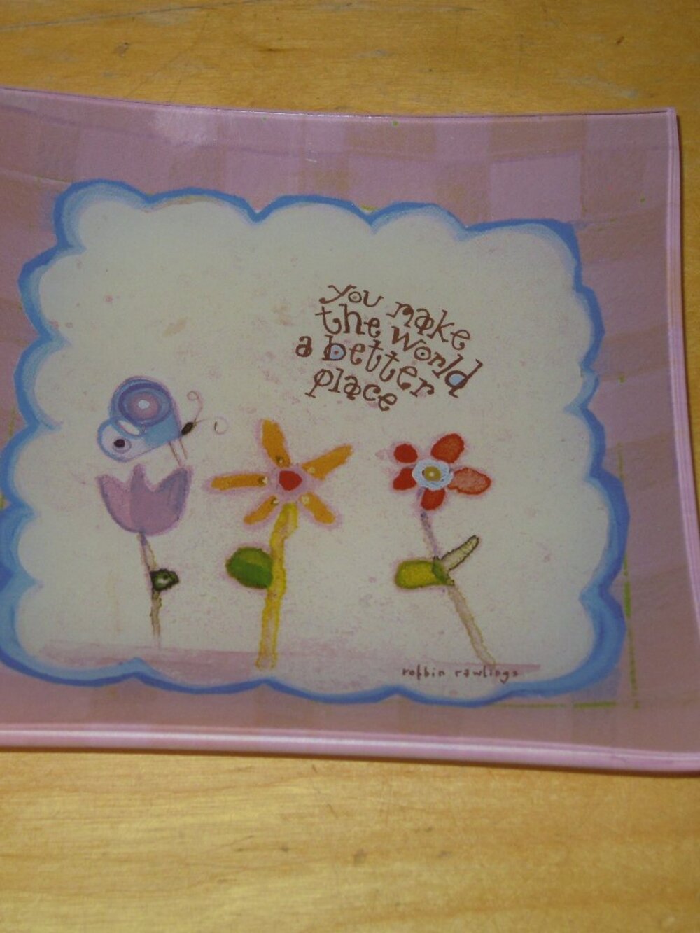 Vintage Glass Trinket Keepsake Dish Pin  Tray Bowl Robbin Rawlings Inspirational